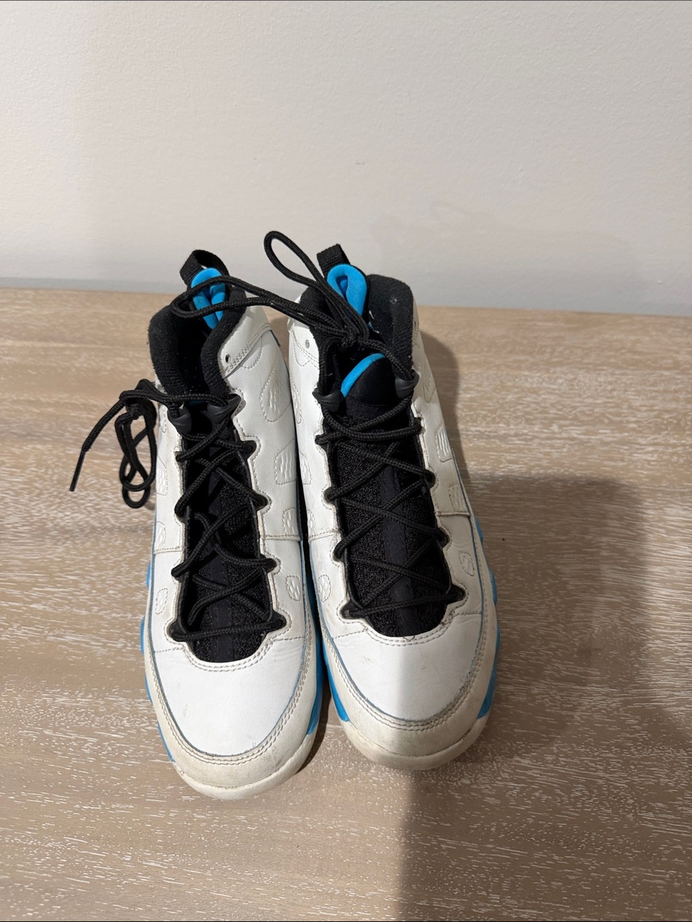 Jordan Kids White and Black Sneakers with Blue Accents